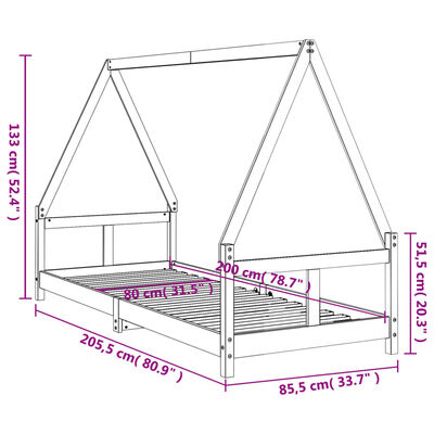 vidaXL Estrutura de cama infantil 80x200 cm pinho maciço branco