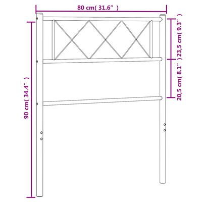 vidaXL Cabeceira de cama 75 cm metal preto