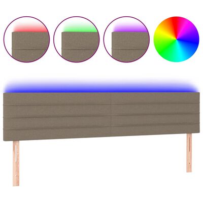 vidaXL Cabeceira cama luzes LED tecido 200x5x78/88cm cinza-acastanhado