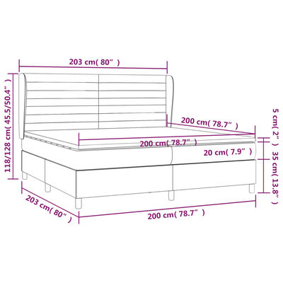 vidaXL Cama com molas/colchão 200x200 cm tecido preto