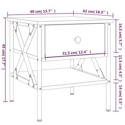 vidaXL Mesas de cabeceira 2pcs 40x42x45 cm deriv. madeira cinza sonoma