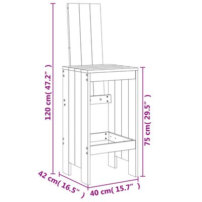 vidaXL Cadeiras de bar 2 pcs 40x42x120 cm madeira de douglas maciça