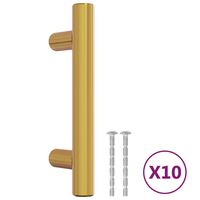 vidaXL Puxadores para móveis 10 pcs 64 mm aço inoxidável dourado