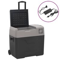 vidaXL Mala térmica c/ rodas e adaptador 50L polipropileno preto/cinza