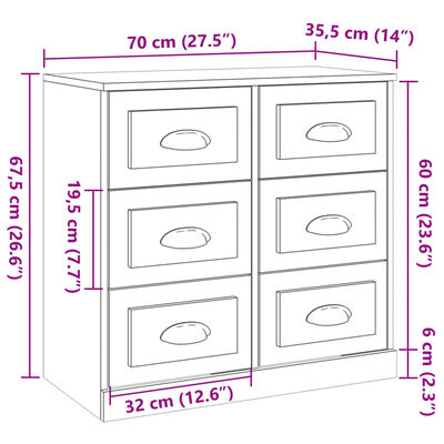 vidaXL Aparadores 3 pcs derivados de madeira cinzento cimento