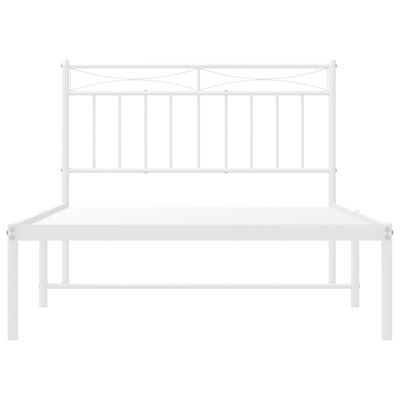 vidaXL Estrutura de cama em metal com cabeceira 107x203 cm branco