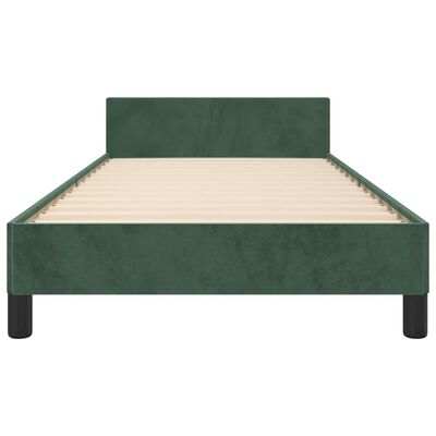 vidaXL Estrutura de cama c/ cabeceira 90x190 cm veludo verde-escuro