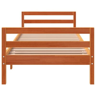 vidaXL Cama sem colchão 75x190 cm madeira de pinho maciça castanho-mel