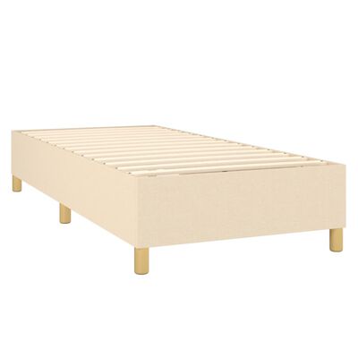 vidaXL Cama box spring c/ colchão e LED 90x200 cm tecido cor creme