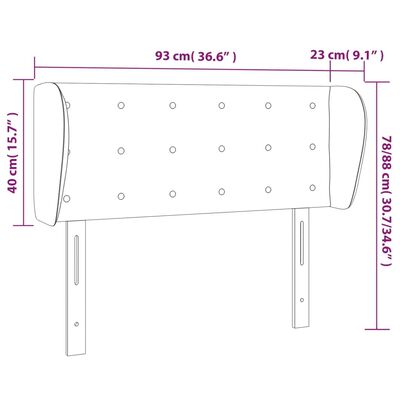 vidaXL Cabeceira de cama c/ abas veludo 93x23x78/88 cm cinzento-escuro