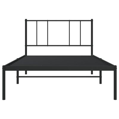 vidaXL Estrutura de cama metal s/ colchão c/ cabeceira 75x190 cm preto