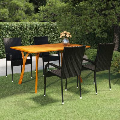 vidaXL 5 pcs conjunto de jantar para jardim preto