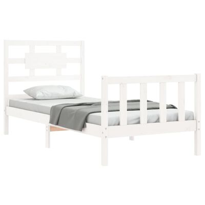 vidaXL Estrutura de cama com cabeceira 90x200 cm madeira maciça