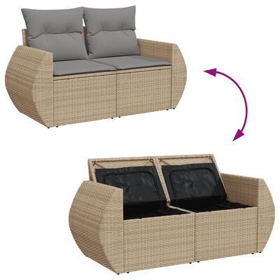 vidaXL 8 pcs conjunto de sofás p/ jardim com almofadões vime PE bege