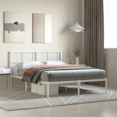 vidaXL Estrutura de cama com cabeceira 140x190 cm metal branco