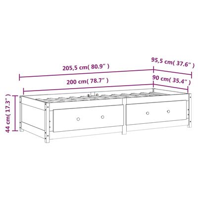 vidaXL Sofá-cama 90x200 cm madeira de pinho maciça castanho mel