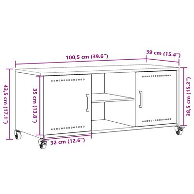 vidaXL Móvel de TV 100,5x39x43,5 cm aço verde-azeitona