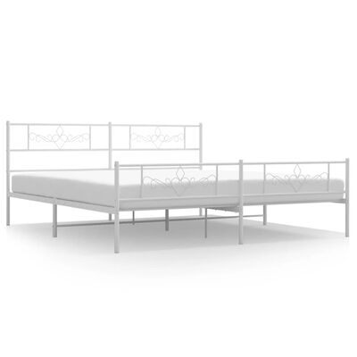 vidaXL Estrutura de cama com cabeceira e pés 200x200 cm metal branco