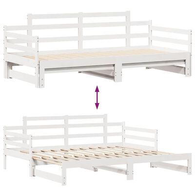 vidaXL Sofá-cama c/ gavetão e gavetas branco 80x200cm madeira de pinho