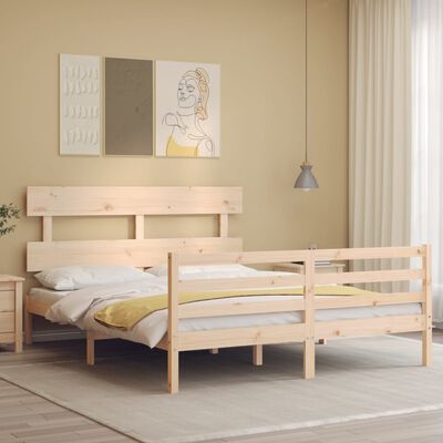 vidaXL Estrutura de cama King Size com cabeceira madeira maciça