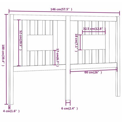 VidaXL Cabeceira de cama 146x4x100 cm pinho maciço castanho mel