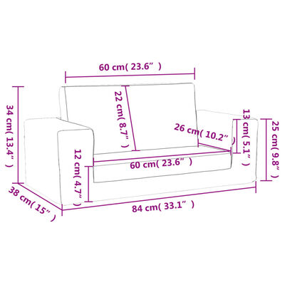 vidaXL Sofá-cama infantil de 2 lugares pelúcia macia cinzento-claro