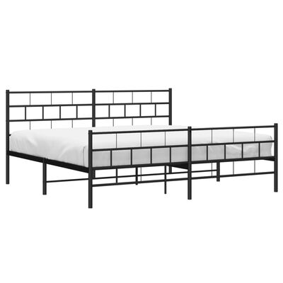 vidaXL Estrutura de cama com cabeceira e pés 183x213 cm metal preto