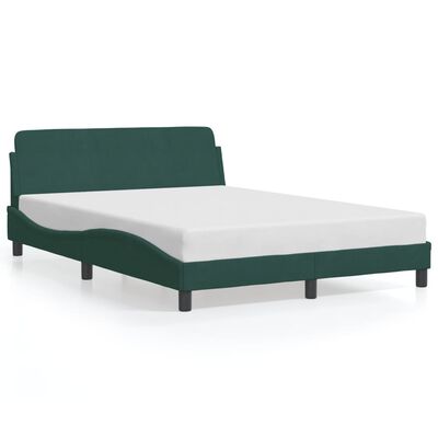 vidaXL Estrutura de cama c/ cabeceira 120x200 cm veludo verde-escuro