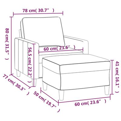 vidaXL Poltrona com apoio de pés 60 cm veludo cor creme