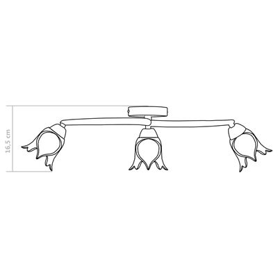 vidaXL Candeeiro de teto c/ abajures de vidro tulipa 3 lâmpadas E14