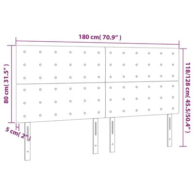 vidaXL Cabeceira de cama 4 pcs tecido 90x5x78/88 cm cinzento-claro