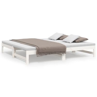 vidaXL Sofá-cama de puxar 2x(75x190) cm madeira de pinho maciça branco