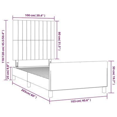 vidaXL Estrutura de cama c/ cabeceira 100x200cm veludo cinzento-escuro