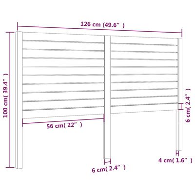 vidaXL Cabeceira de cama 126x4x100 cm pinho maciço castanho mel