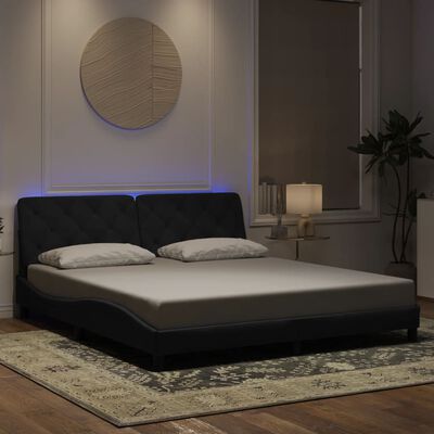 vidaXL Estrutura de cama com luzes LED 180x200 cm veludo preto