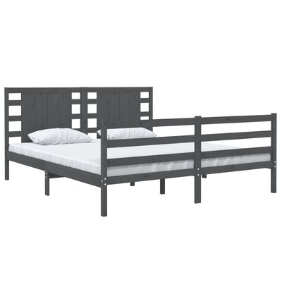 vidaXL Estrutura de cama 140x190 cm madeira de pinho maciça cinzento