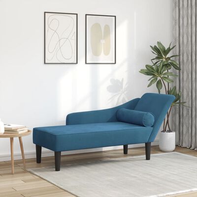 vidaXL Chaise lounge com almofadões veludo azul