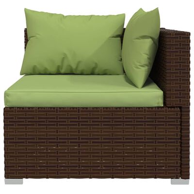 vidaXL 10 pcs conjunto lounge jardim c/ almofadões vime PE castanho