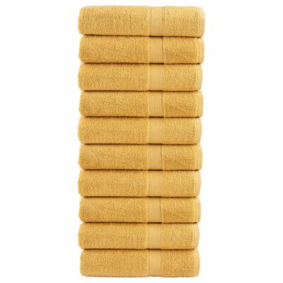 vidaXL Toalhas de banho premium SOLUND 10pcs 100x150cm 600gsm dourado