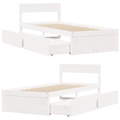 vidaXL Cama sem colchão 75x190 cm madeira de pinho maciça branco