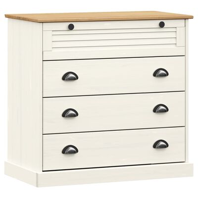 vidaXL Armário com gavetas VIGO 80x40x76 cm pinho maciço branco