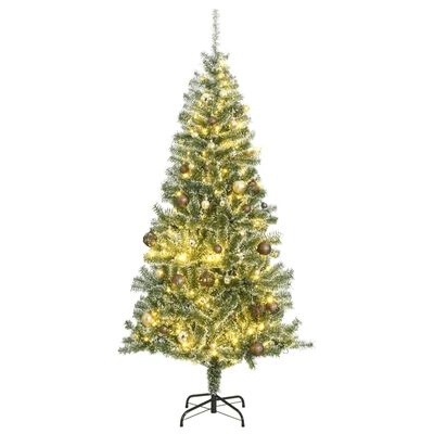 vidaXL Árvore Natal artificial c/ 300 luzes LED, bolas e neve 180 cm