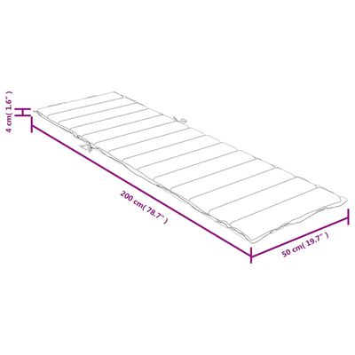 vidaXL Almofadão para espreguiçadeira 200x50x4cm mesclado tecido