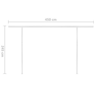 vidaXL Toldo retrátil manual com luzes LED 5x3 m cor creme