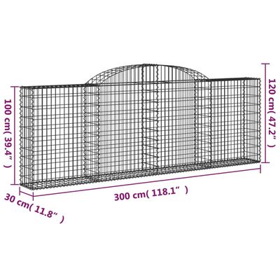 vidaXL Cestos gabião arqueados 13pcs 300x30x100/120 ferro galvanizado