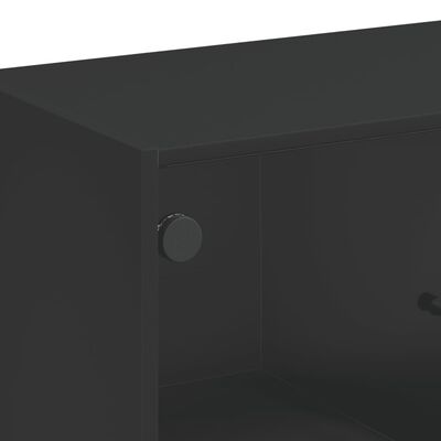 vidaXL Armário de apoio c/ portas de vidro 68x37x75,5 cm preto