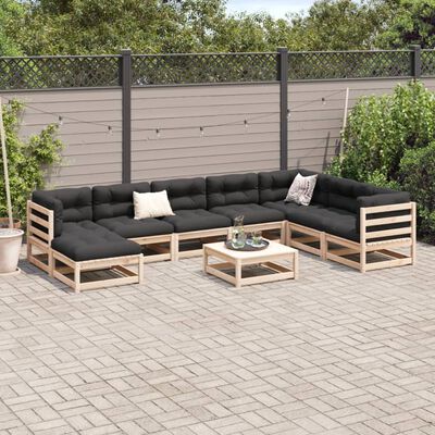 vidaXL 9 pcs conjunto sofás de jardim madeira de pinho maciço