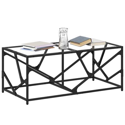 vidaXL Mesa de centro c/ topo em vidro transparente 98,5x50x41 cm aço