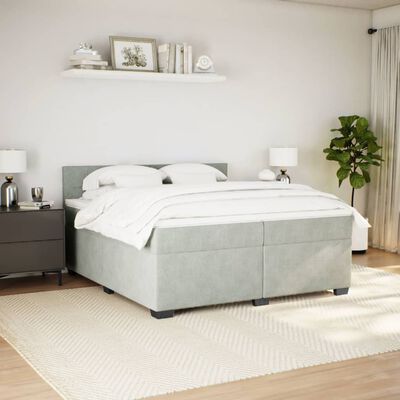 vidaXL Cama com molas/colchão 200x200 cm veludo cinzento-claro