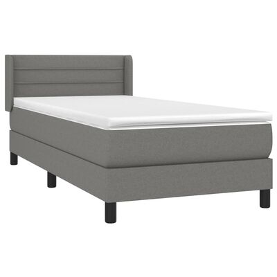 vidaXL Cama com molas/colchão 90x190 cm tecido cinza-escuro